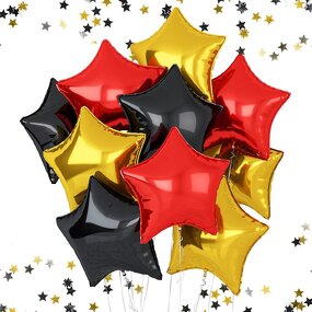 Gold Star Helium Foil Balloons Factory - 10-Pcs Set 18-Inch for Mom Back School