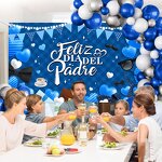 Father's Day Balloons Garland Arch Kit Factory - Blue Theme Happy Family Background