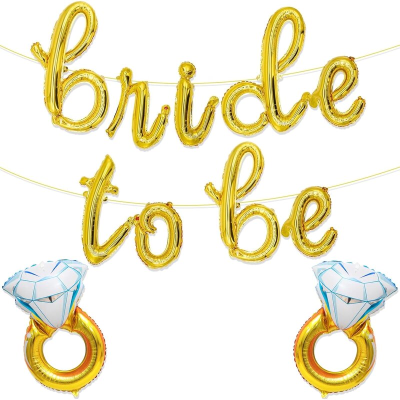 Bridal Shower Balloon Set Factory - Wholesale Diamond Ring Banner Gold Letters