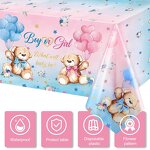 Plastic Bear Tablecloths Manufacturer - Set of 3 for Baby Shower Gender Reveal
