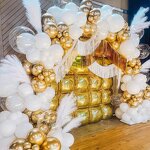 Christmas Garland Arch Kit Factory - White Gold Square Double Sides Foil Balloons