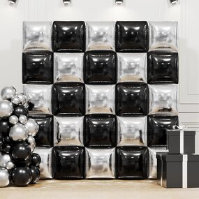 Black Silver Square Foil Balloons Manufacturer - Custom 19-Inch Double Sided Wall