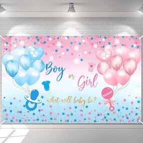 Gender Reveal Backdrop Manufacturer - Custom Boy or Girl Sign Banner Background