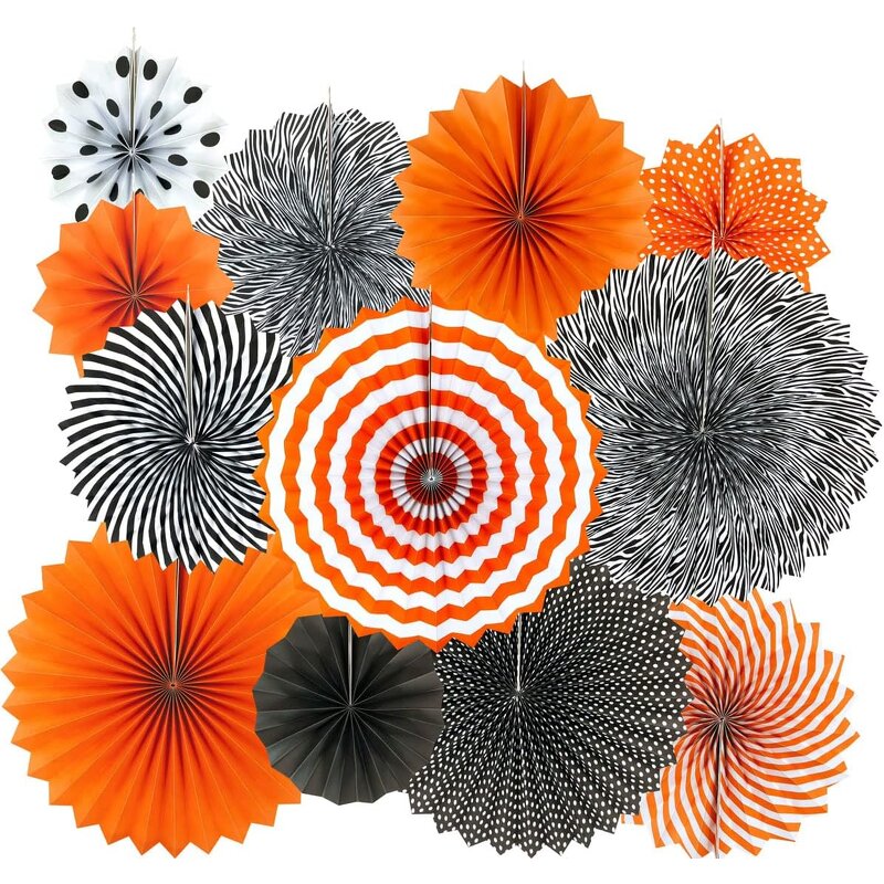 Halloween Paper Fan Flowers Factory - Set of 6 DIY Wall Decor Hanging Crafts