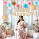 Gender Reveal Banner Factory - 16-Pcs Blue Pink for Boy/Girl Baby Shower