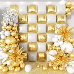 Christmas Garland Arch Kit Factory - White Gold Square Double Sides Foil Balloons