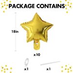 Gold Star Helium Foil Balloons Factory - 10-Pcs Set 18-Inch for Mom Back School