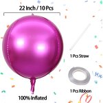 Big Size 4D Round Foil Balloon Manufacturer - 10pcs/set 22 Inch Hot pink Mylar