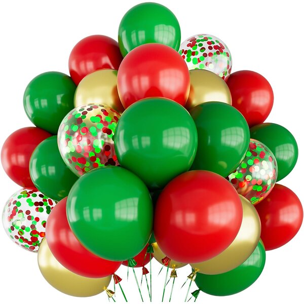 Christmas Latex Balloons Factory - 56pcs/set 12 Inch Gold Red Green Confetti