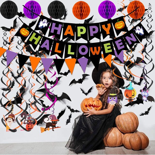 Halloween Spiral Paper Banner Manufacturer - Wholesale Custom Black Orange