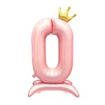 Baby Pink Number Balloon Manufacturer - 42inch with Crown Standing Birthday Decor
