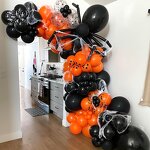 Matte Black Orange Latex Balloons Factory - High Quality 115pcs Set Halloween