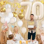 Sand White Gold Birthday Decorations Factory - Cream Gold Clear Banner Fringe Party