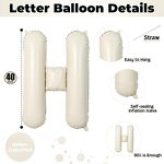 Cream White Oh Baby Balloon Factory - Custom 40-Inch Large Letters Ribbon Beige