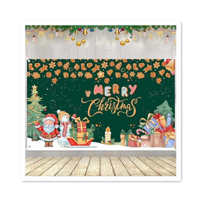 Merry Christmas Banner Factory - High Quality 72x45 Inch Green Tree Santa