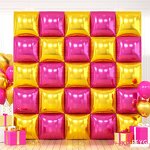Hot Pink Gold Square Foil Balloons Manufacturer - Double Sided DIY Wall Backdrop
