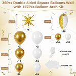 Christmas Garland Arch Kit Factory - White Gold Square Double Sides Foil Balloons
