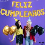 Gold Silver Happy Birthday Balloon Factory - 16-Inch Foil for Graduation Easter