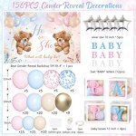 Gender Reveal Balloon Set Manufacturer - Pink Blue He or She Banner Background