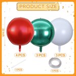 Giant Metallic Foil Balloons Factory - 10pcs 22 Inch 4D Red Green White Christmas