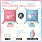 Pink White Bows Square Foil Balloons Manufacturer - 25pcs/set 19 Inch Inflatable Baby Shower