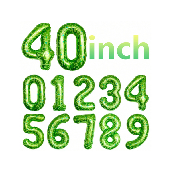 Green Mosaic Number Balloons Factory - 40 Inch Big Size Helium for Easter Halloween