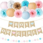 Gender Reveal Banner Factory - 16-Pcs Blue Pink for Boy/Girl Baby Shower