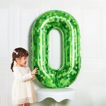 Green Mosaic Number Balloons Factory - 40 Inch Big Size Helium for Easter Halloween