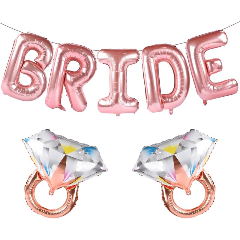 Bride Letter Foil Balloon Set Factory - 32-Inch Gold Rose Gold Large Balloon Rings