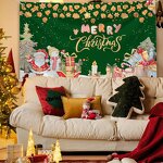Merry Christmas Banner Factory - High Quality 72x45 Inch Green Tree Santa