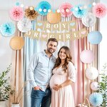 Gender Reveal Banner Factory - 16-Pcs Blue Pink for Boy/Girl Baby Shower