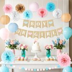 Gender Reveal Banner Factory - 16-Pcs Blue Pink for Boy/Girl Baby Shower