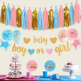 Baby Gender Reveal Party Banners Factory - Wholesale Tissue Tassels Garland Set