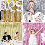 Aluminum Foil Tassels Curtain Factory - 2M Gold Silver Background Wedding Decoration