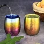 Titanium Wine Cup Factory - Custom 220ml Double Wall Stemless Colorful Cup