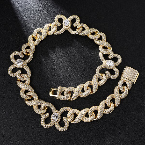 Iced Out Miami Cuban Butterfly Necklace Factory - 15mm Gold Silver Chain