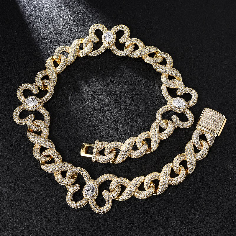 Iced Out Miami Cuban Butterfly Necklace Factory - 15mm Gold Silver Chain