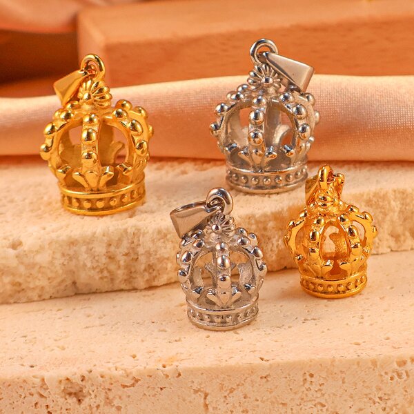 Luxury Princess Crown Pendant Manufacturer - Stainless Steel Gold Plated for Girls