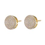 Cubic Zircon Brass Stud Earring Factory - Round Bling Iced Out Full Paved