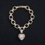 Eco-friendly Hip-hop Jewelry Set Factory - Iced Out Heart Pendant Necklace Bracelet