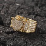 TikTok Viral Hip-hop Ring Factory - Brass Iced Out CZ Stone Gold Heart