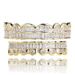 Double Zirconia Caps Grillz Manufacturer - Two Teeth Top for Men Rapper