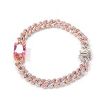 Summer Icy Pink Diamond Anklets Manufacturer - Rose Gold Cuban Heart Gemstone