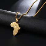 Stainless Steel Africa Map Pendant Manufacturer - Hip Hop Necklace for Men