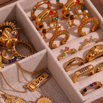 Fashion Jewelry Colored Zircon Set Factory - Stainless Steel 18 Gold-plated Hiphop