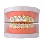 Double Zirconia Grillz Manufacturer - Two Teeth Top for Men Rapper Wholesale