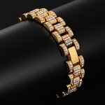 Yellow Gold Watch Link Bracelets Factory - 15mm Miami Chain for Men Wholesale