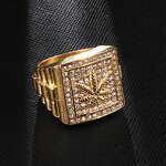 Stainless Steel Weed Maple Leaf Ring Factory - Iced Out Hip Hop for Men