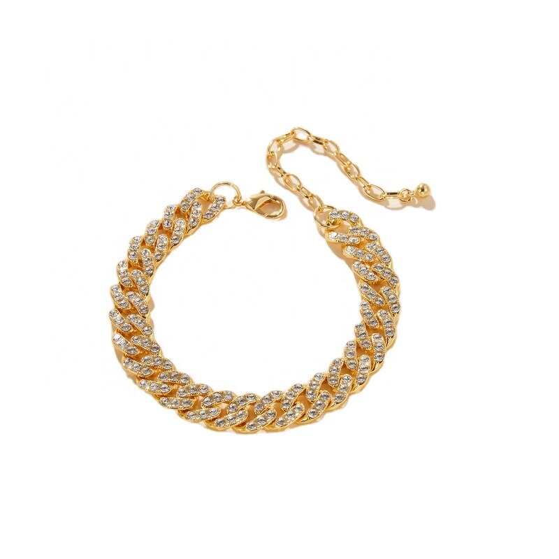 Fashion Jewelry Iced Out Anklets Factory - Silver Diamond Cuban Cubic Zircon