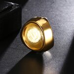 Waterproof Stainless Steel Ring Factory - 18k Gold Plated Iced Out Maple Leaf